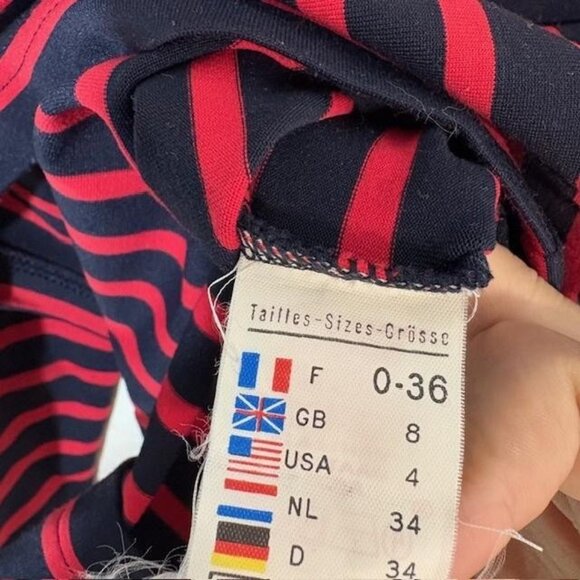 Saint James Shirt Womens 4 Navy Red Breton Stripe Long Sleeve Made in France - Picture 5 of 10